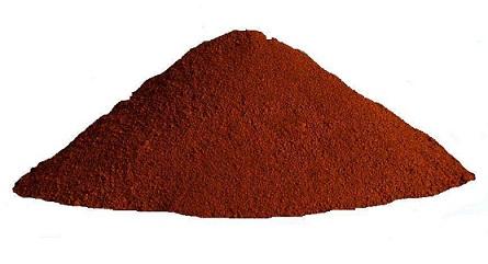 俗称铁红,可作油漆的颜料,是金属氧化物,可和酸发生反应